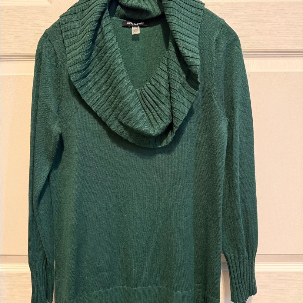 Cable & Gauge Teal Cowl Neck Sweater